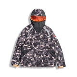 A Ape Print Coat Autumn and Winter Men's Casual Camouflage Shark Head Lightweight Warm Hooded Cotton Coat Jacket