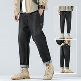 Fisherman Jean for Men Fall Autumn and Winter Leisure Zip Placket Loose Mid-Rise Trousers Basic Men's Clothing