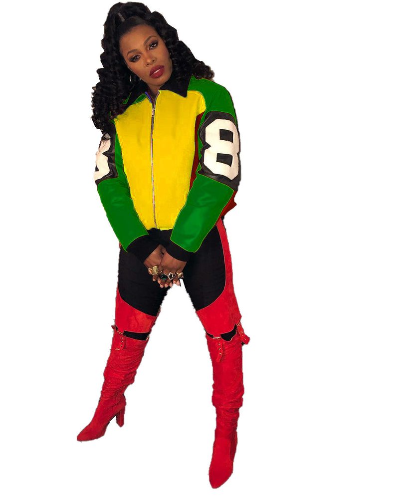 8 Ball Jackets Multicolor Mixed Colors Zipper Lapel Jacket