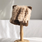 Toque Cute Cat Ears Woolen Cap Rabbit Fur Straw Hat Female Japanese Autumn Winter Knitted Hat