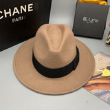 Fedora Hat Autumn and Winter Wide Brim Flat Brim Wool Tibetan Top Hat Fedora Hat
