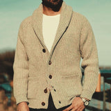 Mens Chunky Knit Men Sweaters Fall/Winter Coarse Yarn Casual Cardigan Long Sleeve Sweater Men's Knitted Shirt