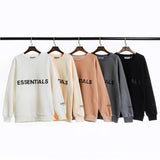 Fog Essentials Long Sleeve round Neck Sweatshirt Double-Line Fleece-Lined Raglan Crew Neck Pullover Sweatshirt