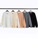 Fog Essentials Long Sleeve round Neck Sweatshirt Double-Line Fleece-Lined Raglan Crew Neck Pullover Sweatshirt