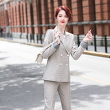 Women Pants Suit Uniform Designs Formal Style Office Lady Bussiness Attire Gray Fashion Autumn and Winter Overalls Suit