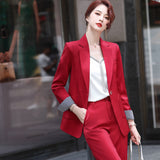 Women Pants Suit Uniform Designs Formal Style Office Lady Bussiness Attire Fall Winter Fashion Wide Leg Pants Suit