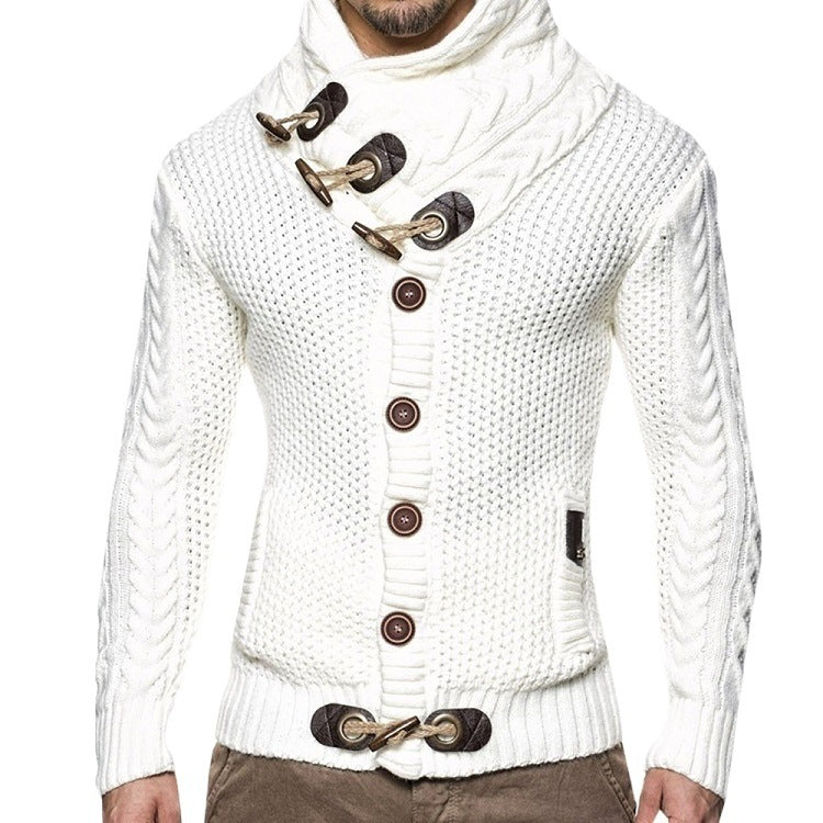 Turtleneck Single-Breasted Cardigan Large Size Long Sleeve Knitted Sweater Men