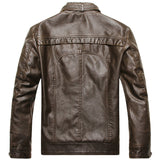 1970S East West Calfskin Motorcycle Jacket, Worn Looking Washed-out Leather Jacket Velvet Stand Collar Men's Leather Coat