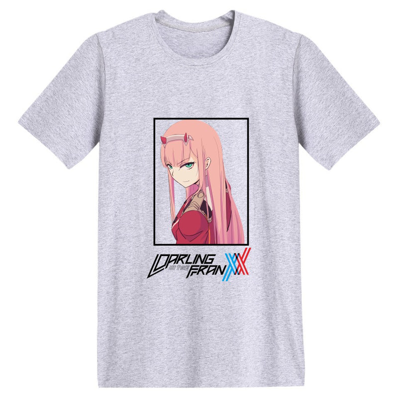 Anime Tshirts Aesthetic Men's Shirt Zero Two Darling in the Franxx Men's Printed Fashion Short Sleeve T-shirt