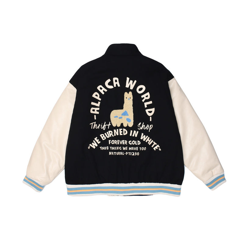 Cartoon Printed Men's plus Size Retro Sports Long Sleeve Casual Loose Padded Coat Men Cotton Padded Jackets