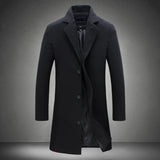 Men's Clothing plus Size Retro Sports Long Solid Color Single-Breasted Trench Coat plus Size Casual Style Coat Men Spring Trench Coat