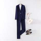 Women Pants Suit Uniform Designs Formal Style Office Lady Bussiness Attire Blue Work Clothes