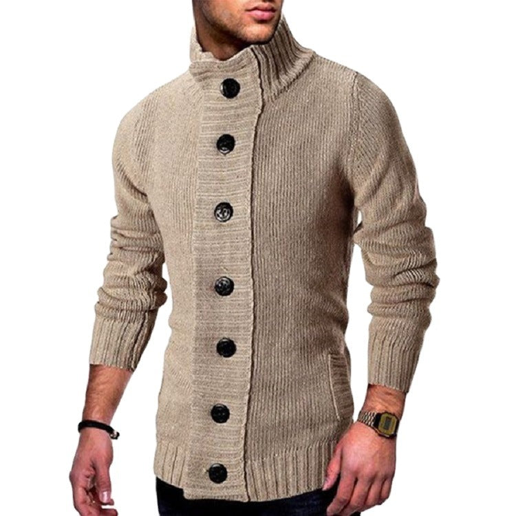 Men's Single-Breasted Knitted Sweater Cardigan Sweater Coat