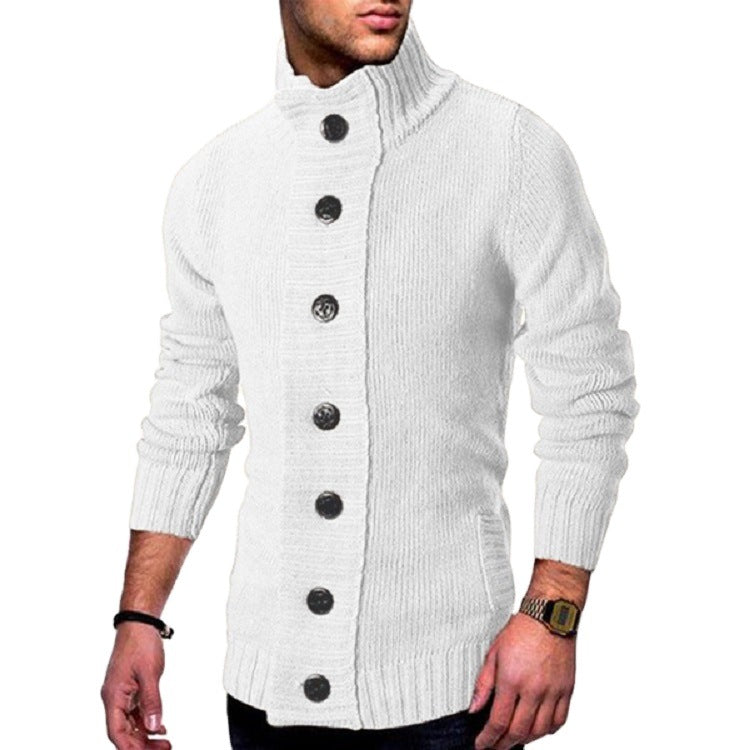 Men's Single-Breasted Knitted Sweater Cardigan Sweater Coat