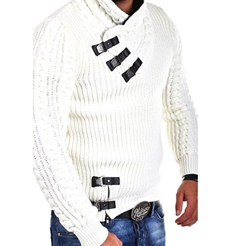 Men's Sweater Long Sleeve Leather Ring Top
