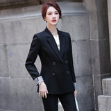Women Pants Suit Uniform Designs Formal Style Office Lady Bussiness Attire Gray Fashion Autumn and Winter Overalls Suit