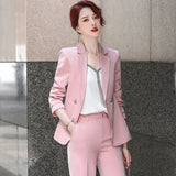 Women Pants Suit Uniform Designs Formal Style Office Lady Bussiness Attire Pink Fall/Winter Fashionable Suit
