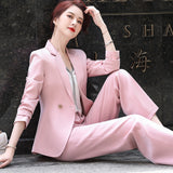 Women Pants Suit Uniform Designs Formal Style Office Lady Bussiness Attire Pink Fall/Winter Fashionable Suit