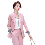 Women Pants Suit Uniform Designs Formal Style Office Lady Bussiness Attire Fall Winter Fashion Wide Leg Pants Suit