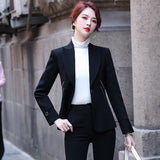 Women Pants Suit Uniform Designs Formal Style Office Lady Bussiness Attire Autumn Fashion Slim White Suit