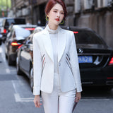Women Pants Suit Uniform Designs Formal Style Office Lady Bussiness Attire Autumn Fashion Slim White Suit