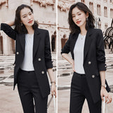Women Pants Suit Uniform Designs Formal Style Office Lady Bussiness Attire Fall Winter Fashion Coat