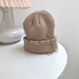 Women Beanies Hat Female Autumn and Winter Ring Pin Street Hip-Hop Woolen Cap