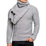 Fashion Men's Scarf Slim Pullover Knitted Sweater Men