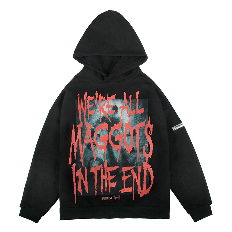 Printed Hoodie Men's plus Size Retro Sports Jacket Long-Sleeved Loose Pullover Fleece Lined Sweatshirt Men Thermal Hoodie