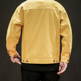 Yellow Denim Jacket Men Jean Coat Men Spring Denim Men's plus Size Jacket Jacket Workwear Solid Color Jacket