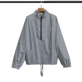 Fog Essentials Coats Autumn and Winter Double Line God Gray 3N Reflective Half Zipper Trench Coat