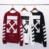 Autumn And Winter Ow Arrow Print Men'S And Women'S Pullover Sweater Round Neck Long Sleeve Loose Casual Wear Owt