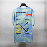 Summer Cartoon Anime Print Arrow Round Neck Tshirt Color Matching Casual Short Sleeve Men Owt