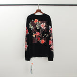 Autumn And Winter Ow Floral Arrow Print Round Neck Long Sleeve Sweater Casual Men'S Clothing Owt