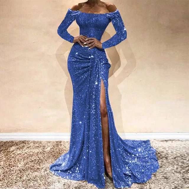 Valentine's Day Outfits Fashionable Blue Fashionable Waist Lace Lady Dress