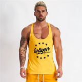 Fitness Mens Sleeveless T-shirt Gym Training Tank Tops & Stringer Vests Vanquish Yellow Stringer Vests Summer Workout Men's Sportswear Cotton Leisure plus Size Loose