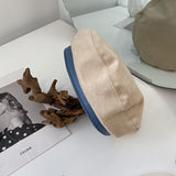 Beret Hat Women's Autumn and Winter PU Leather Hat Women's British Vintage Painter Hat