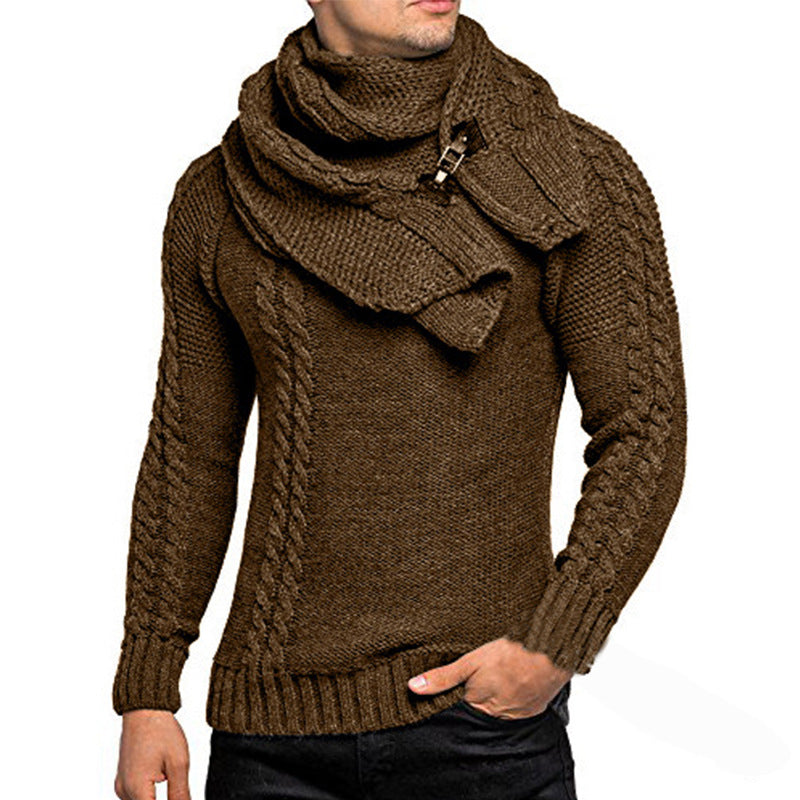 Fashion Men's Scarf Slim Pullover Knitted Sweater Men