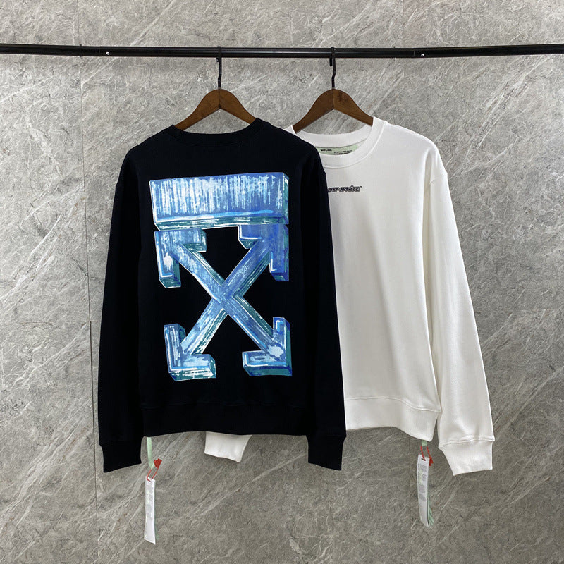 Autumn And Winter Men'S Large Size Bar Arrow Print Crew Neck Pullover Sweatshirt Owt