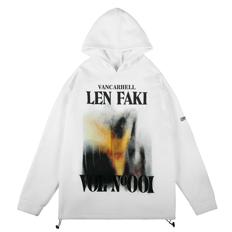 Printed Men's plus Size Retro Sports Casual Jacket Loose Pullover Fleece Lined Sweatshirt Men Thermal Hoodie