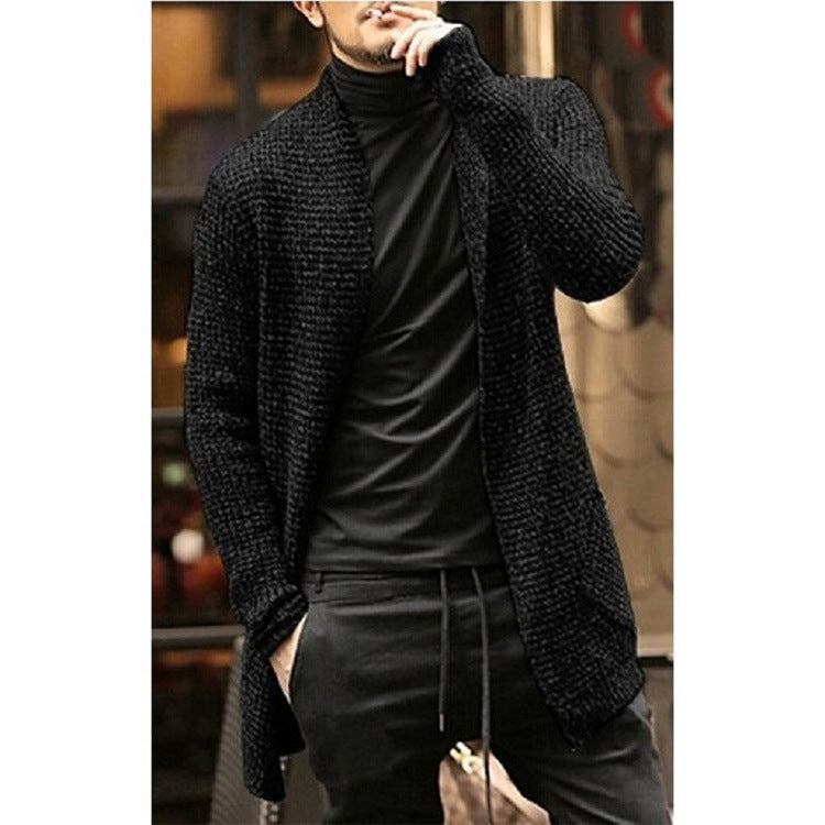 Men Knitted Coat Long-Sleeve Cardigan Sweater