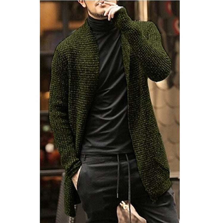 Men Knitted Coat Long-Sleeve Cardigan Sweater