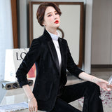 Women Pants Suit Uniform Designs Formal Style Office Lady Bussiness Attire Fall Winter Fashion Two-Piece Set