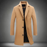 Men's Clothing plus Size Retro Sports Long Solid Color Single-Breasted Trench Coat plus Size Casual Style Coat Men Spring Trench Coat