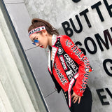 Graffiti PU Leather Jacket Letter Graffiti Printing Lapel Rivet Biker's Leather Jacket Slim-Fit High Waist Figure Flattering Jacket