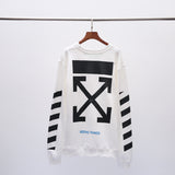 Autumn And Winter Ow Arrow Print Men'S And Women'S Pullover Sweater Round Neck Long Sleeve Loose Casual Wear Owt