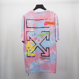 Summer Cartoon Anime Print Arrow Round Neck Tshirt Color Matching Casual Short Sleeve Men Owt