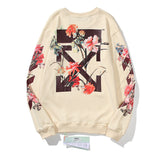Autumn And Winter Ow Floral Arrow Print Round Neck Long Sleeve Sweater Casual Men'S Clothing Owt