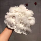 Toque Autumn and Winter Handmade Crochet Rabbit Plush Woolen Knitted Hat