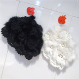 Toque Autumn and Winter Handmade Crochet Rabbit Plush Woolen Knitted Hat